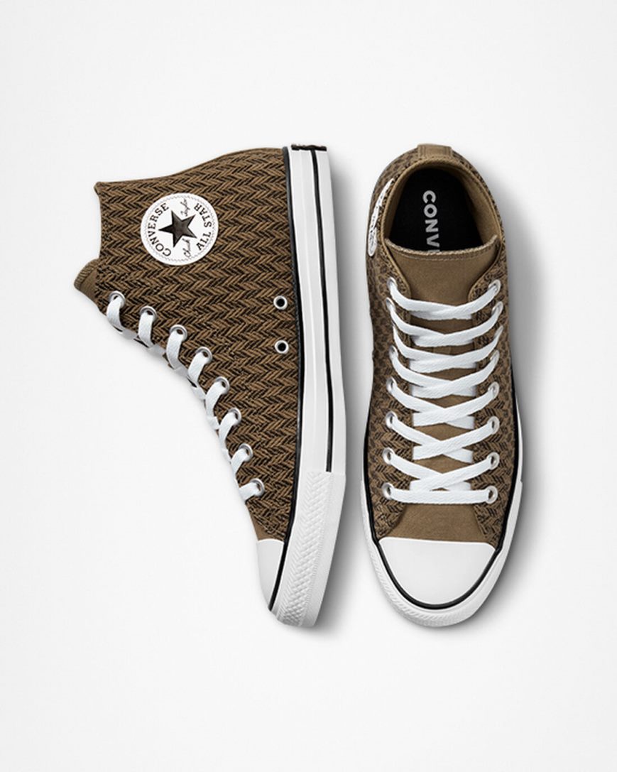 Tenisky Vysoke Converse Chuck Taylor All Star Herringbone Panske Hnede Biele | SK PF115I7